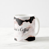 Monogram Rose Gold Glitzer Agate Schwarz-weiß Swir Kaffeetasse (VorderseiteRechts)