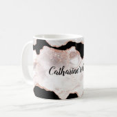 Monogram Rose Gold Glitzer Agate Schwarz-weiß Swir Kaffeetasse (Vorderseite Links)