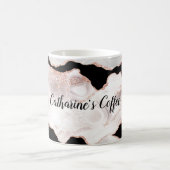 Monogram Rose Gold Glitzer Agate Schwarz-weiß Swir Kaffeetasse (Mittel)