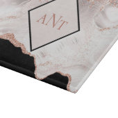 Monogram Rose Gold Glitzer Agate Schwarz-weiß Swir Schneidebrett (Ecke)