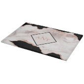 Monogram Rose Gold Glitzer Agate Schwarz-weiß Swir Schneidebrett (Ecke)