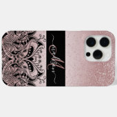 Monogram Rose Gold Glitzer Case-Mate iPhone Hülle (Rückseite (Horizontal))