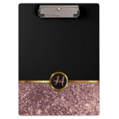 Monogram Rose Gold Glitzer Design Klemmbrett (Vorderseite)
