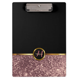 Monogram Rose Gold Glitzer Design Klemmbrett