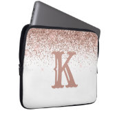 Monogram Rose Gold Glitzer Girl Personalisiert Laptopschutzhülle (Vorne Rechts)