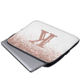 Monogram Rose Gold Glitzer Girl Personalisiert Laptopschutzhülle (Vorne Knopf)