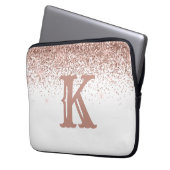 Monogram Rose Gold Glitzer Girl Personalisiert Laptopschutzhülle (Vorderseite Links)