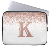 Monogram Rose Gold Glitzer Girl Personalisiert Laptopschutzhülle (Vorderseite)