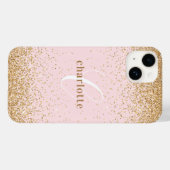 Monogram Rose Gold Glitzer Girly Glam Case-Mate iPhone Hülle (Rückseite (Horizontal))