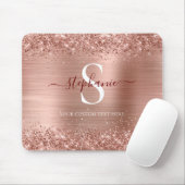 Monogram Rose Gold Glitzer Girly Glam Mousepad (Mit Mouse)