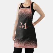 Monogram Rose Gold Glitzer Glitzern und Schwarzer Schürze (InSitu)