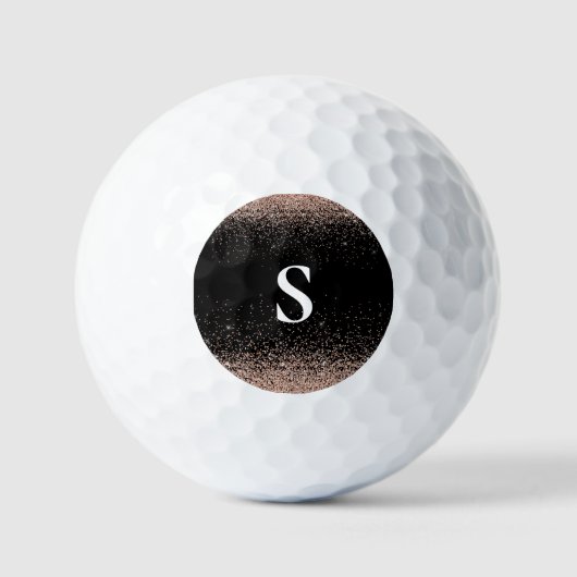 Monogram Rose Gold Glitzer Golfball (Vorderseite)