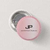 Monogram Rose Gold Glitzer Look Template Elegant Button (Vorne & Hinten)