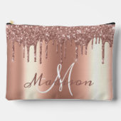 Monogram Rose Gold Glitzer Look Tropfen Girly Zubehörtasche (Vorderseite)