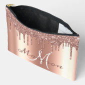 Monogram Rose Gold Glitzer Look Tropfen Girly Zubehörtasche (Offen)