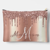 Monogram Rose Gold Glitzer Look Tropfen Girly Zubehörtasche (Rückseite)