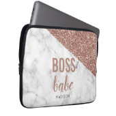 Monogram Rose Gold Glitzer | Marble Boss Babe Laptopschutzhülle (Vorne Rechts)