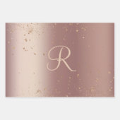Monogram Rose Gold Glitzer Script Trendy Geschenkpapier Set (Vorderseite 3)