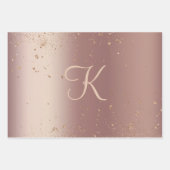 Monogram Rose Gold Glitzer Script Trendy Geschenkpapier Set (Vorderseite 2)