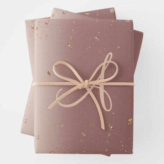 Monogram Rose Gold Glitzer Script Trendy Geschenkpapier Set (Beispiel)