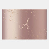 Monogram Rose Gold Glitzer Script Trendy Geschenkpapier Set (Vorderseite)