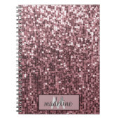 Monogram Rose Gold Glitzer Sequel Funkelnd Noteboo Notizblock (Vorderseite)