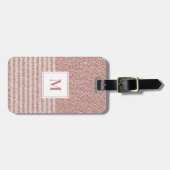 Monogram Rose Gold Glitzer Stripes Girl Gepäckanhänger (Vorderseite horizontal)