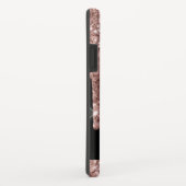 Monogram Rose Gold Glitzer Tropfen auf Black Monog Case-Mate iPhone Hülle (Hinten/Rechts)