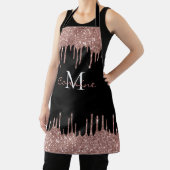 Monogram Rose Gold Glitzer Tropfen Black Name Schü Schürze (InSitu)