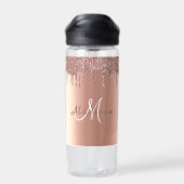 Monogram Rose Gold Glitzer Tropfen Girly Sparkle F Trinkflasche (Rückseite)