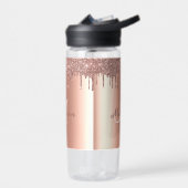 Monogram Rose Gold Glitzer Tropfen Girly Sparkle F Trinkflasche (Links)