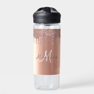 Monogram Rose Gold Glitzer Tropfen Girly Sparkle F Trinkflasche