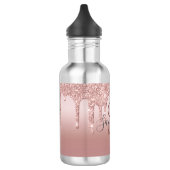 Monogram Rose Gold Glitzer Tropfen Rosa Trendy Edelstahlflasche (Links)