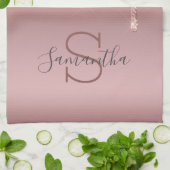 Monogram Rose Gold Glitzer Tropfen Rosa Trendy Geschirrtuch (Gefaltet)