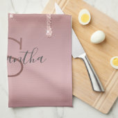 Monogram Rose Gold Glitzer Tropfen Rosa Trendy Geschirrtuch (Viertel Falte)