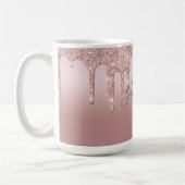 Monogram Rose Gold Glitzer Tropfen Rosa Trendy Kaffeetasse (Links)