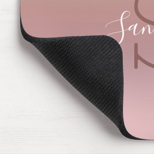 Monogram Rose Gold Glitzer Tropfen Rosa Trendy Mousepad (Ecke)