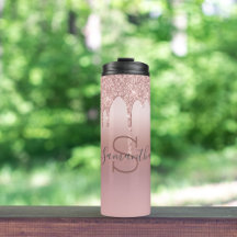 Monogram Rose Gold Glitzer Tropfen Rosa Trendy