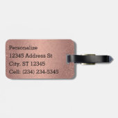 Monogram Rose Gold Glitzer und Black Damask Gepäckanhänger (Rückseite horizontal)