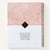 Monogram Rose Gold Gray Marble Spiral Notebook Notizbuch (Rückseite)