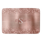 Monogram Rose Gold Imitats-Glitzer Girly Glam Badematte (Vorderseite)