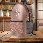 Monogram Rose Gold Imitats-Glitzer Girly Glam Bedruckter Rucksack