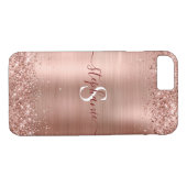 Monogram Rose Gold Imitats-Glitzer Girly Glam Case-Mate iPhone Hülle (Rückseite (Horizontal))