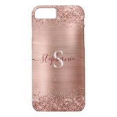 Monogram Rose Gold Imitats-Glitzer Girly Glam Case-Mate iPhone Hülle (Rückseite)