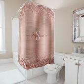Monogram Rose Gold Imitats-Glitzer Girly Glam Duschvorhang (Beispiel)