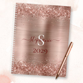 Monogram Rose Gold Imitats-Glitzer Girly Glam Planer