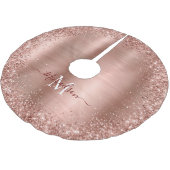 Monogram Rose Gold Imitats-Glitzer Girly Glam Polyester Weihnachtsbaumdecke (Schrägansicht)