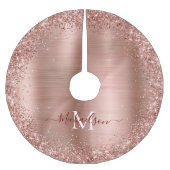 Monogram Rose Gold Imitats-Glitzer Girly Glam Polyester Weihnachtsbaumdecke (Vorderseite)