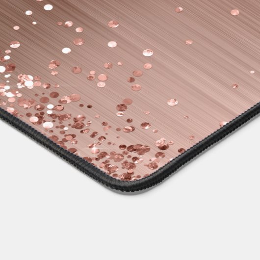 Monogram Rose Gold Imitats-Glitzer Girly Glam Schreibtischunterlage (Ecke)