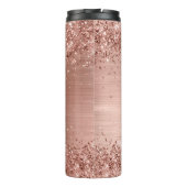 Monogram Rose Gold Imitats-Glitzer Girly Glam Thermosbecher (Rückseite)